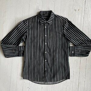 Marimekko Jokapoika Black & Grey Stripped Cotton Shirt Size S